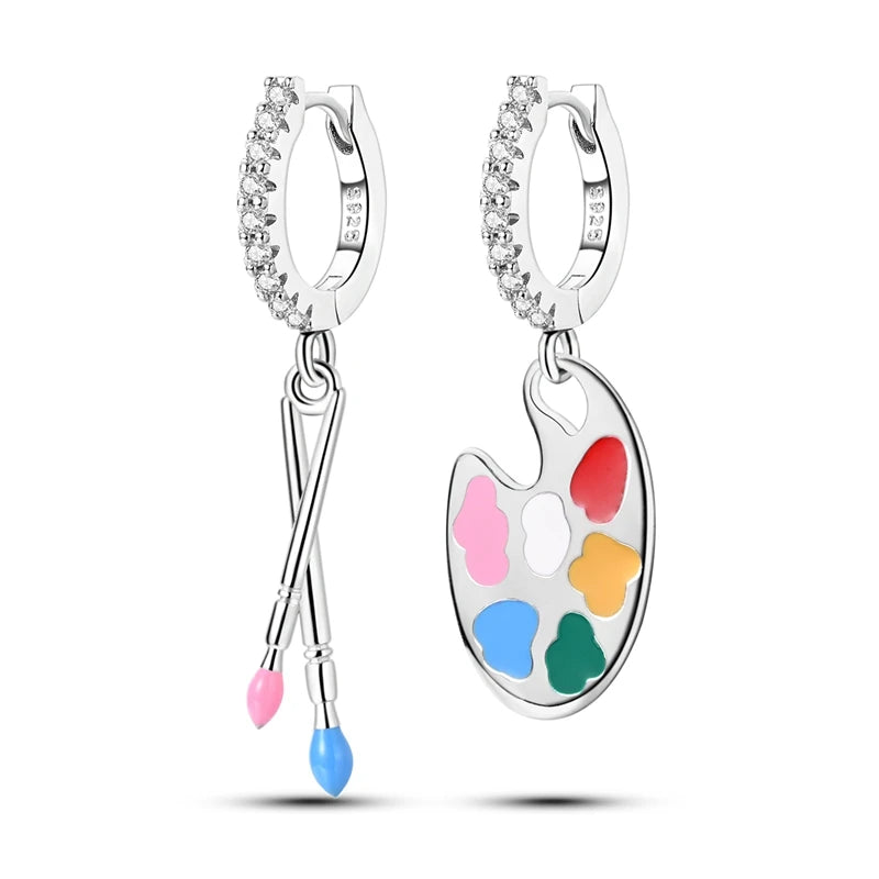 925 Sterling Silver Asymmetric Key Lock Drop Earrings Trendy Jewellery Gift