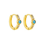 Fashion Crystal Zirconia Small Hoop Earring Geometric Circle Green
