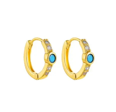 Fashion Crystal Zirconia Small Hoop Earring Geometric Circle Green