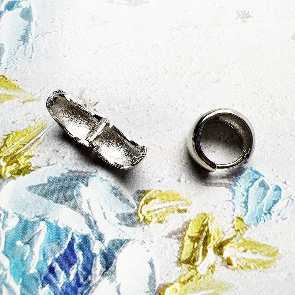 Elegant Chunky Hoop Earrings 925 Sterling Silver Vintage Women Men