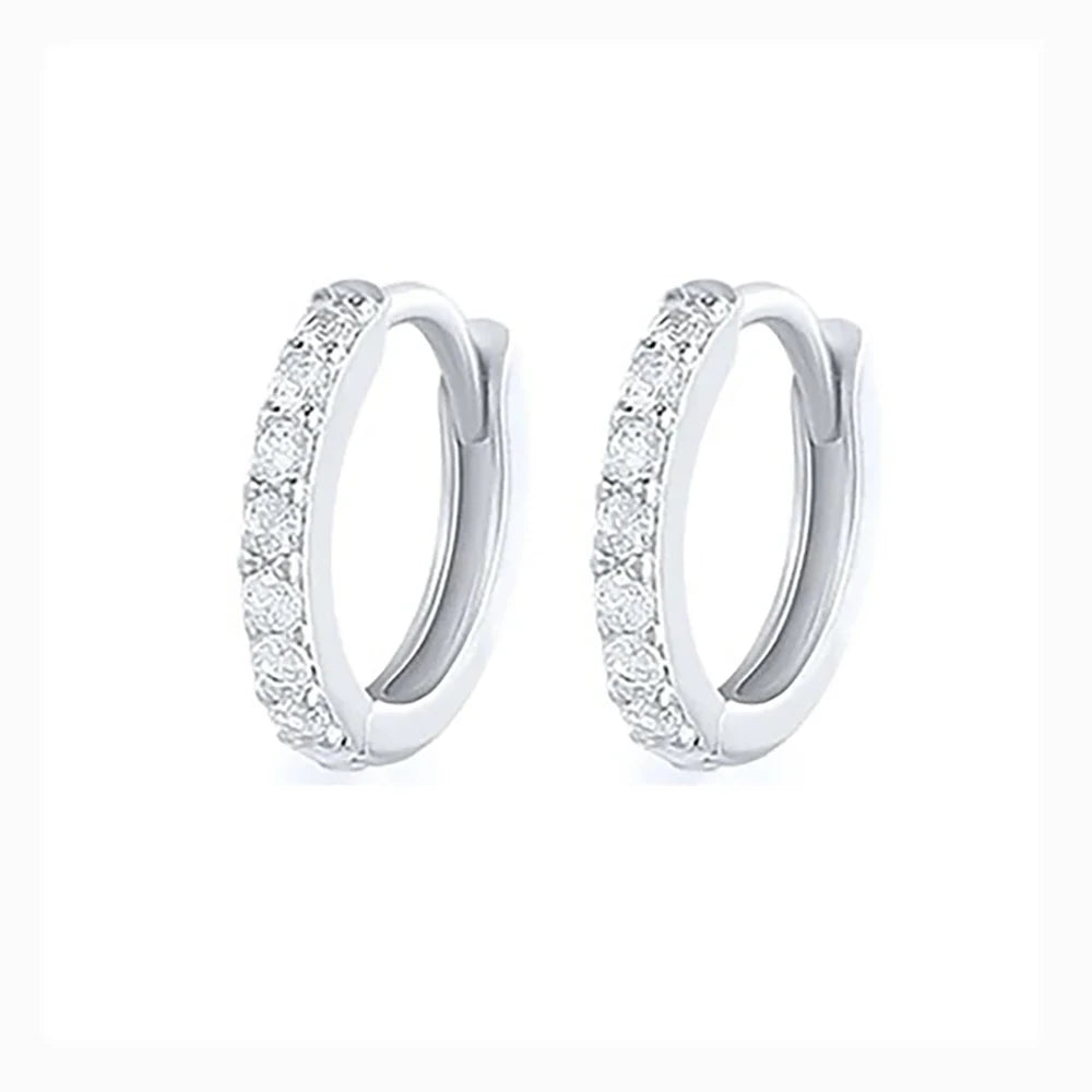 1 Pair Stainless Steel Cubic Zirconia Minimal Hoop Earrings Huggie