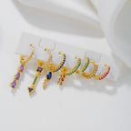 Cubic Zirconia Water Drop Hoop Earring Stainless Steel Geometry