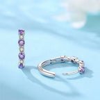 925 Sterling Silver Purple Inlaid Stone Versatile Hoop Earrings Birthday Gift