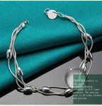Fashion Bead Chain Bracelet 925 Sterling Silver Women Lady Wedding Jewellery