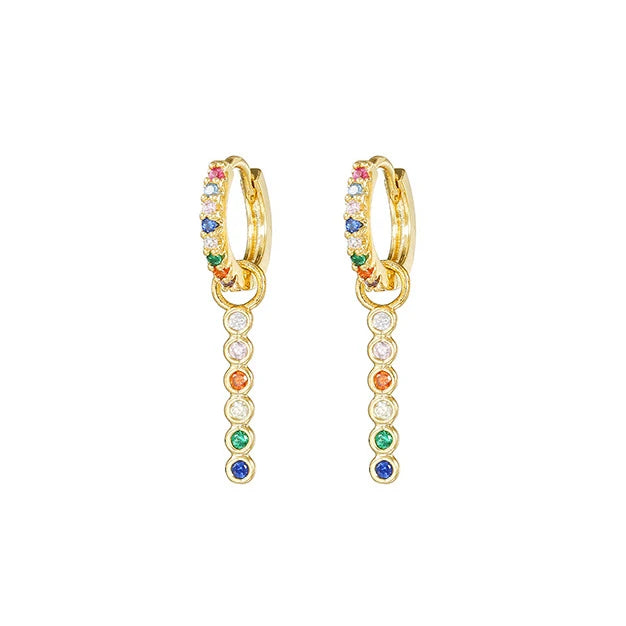 Luxury Rose Red Zircon Stainless Steel Water Drop Hoop Earring