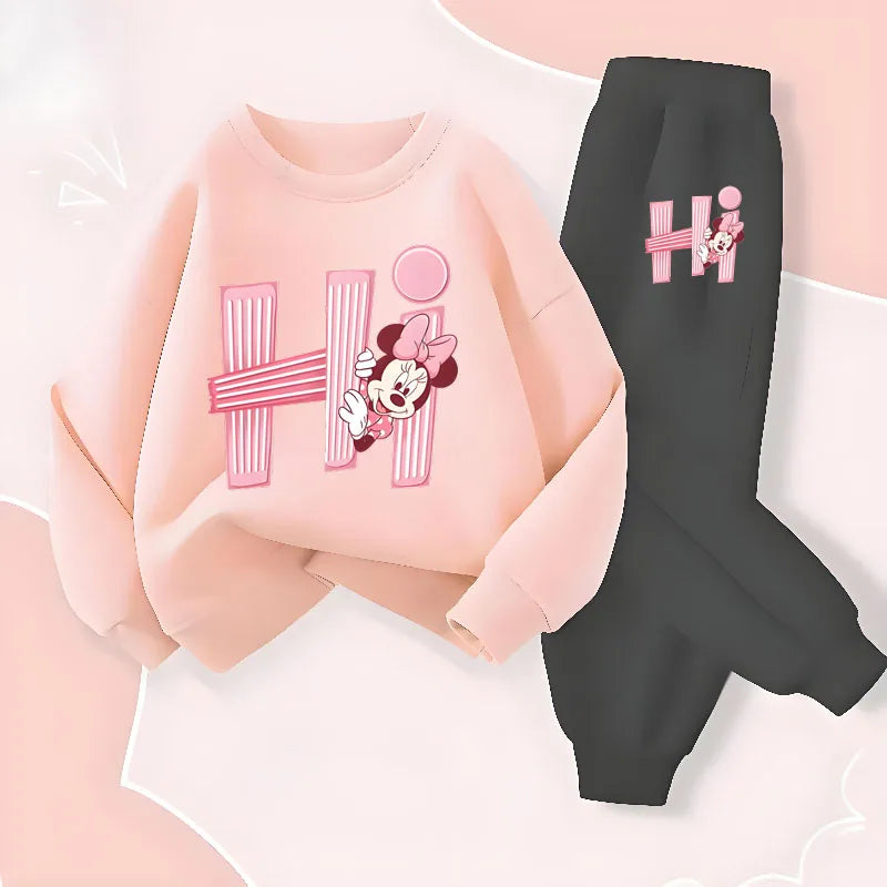 Disney Girls Long Sleeve Pullover Set Spring Casual Hoodies and Joggers