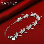 925 Sterling Silver 8-inch Dragonfly Bracelet Women Wedding Party Jewellery