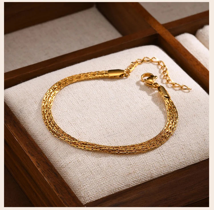 Stainless Steel Bracelet, New Style Thin Link Multilyer Chain Bracelet for Women, Lightweight Jewelry Daily Wear