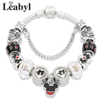 Pink Crystal Bead Charm Bracelet Colourful Enamel Handmade DIY Jewellery