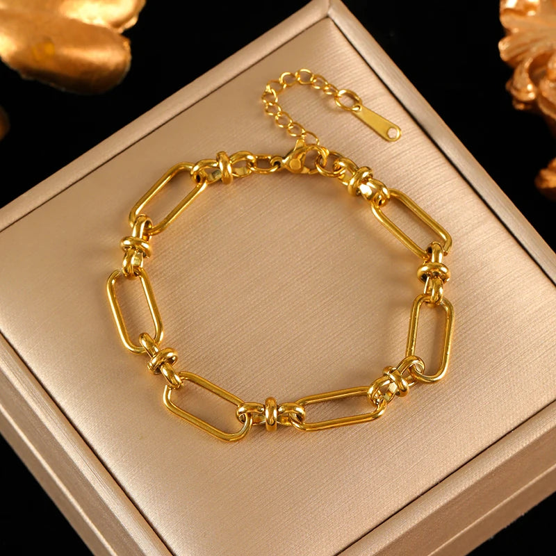 Flower Butterfly Heart Stainless Steel Charm Bracelet Gold Colour