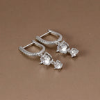 New Design Stainless Steel Zirconia Hoop Earrings Gold Colour Pendant