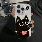 Black Cat Eating Fish Silver Case for Redmi Note 14 13 12 11 Pro