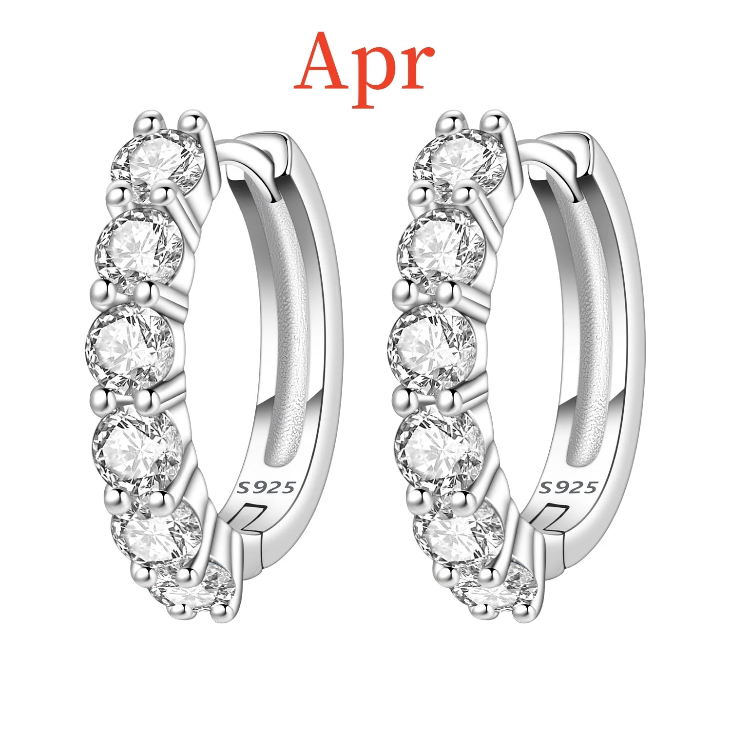 925 Sterling Silver Lucky Month Birthday Stone Hoop Earrings Trendy Jewellery