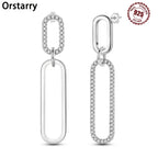 925 Sterling Silver Personality Asymmetric Drop Earrings Versatile Jewellery