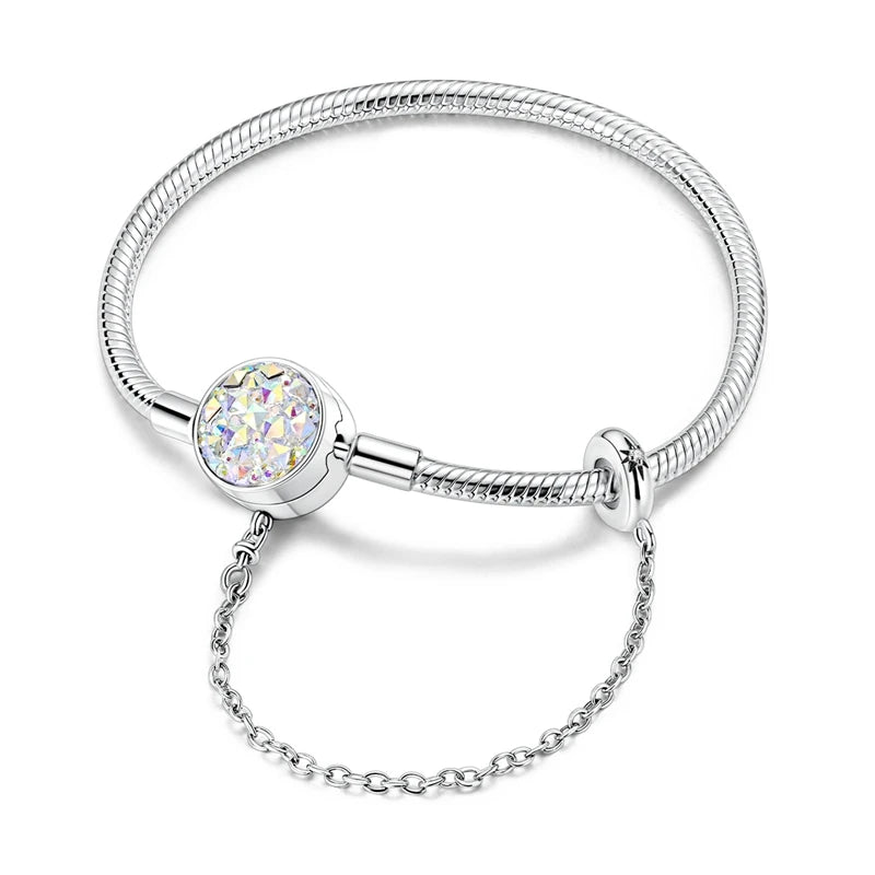 Original 925 Silver Bracelet Original Clover Heart Snake Chain Bracelets Fit Charms Beads Jewelry Gift Diy For Woman Wedding