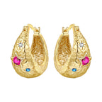 925 Sterling Silver Curled Grass Pattern Flower Hoop Earrings Women's Jewellery