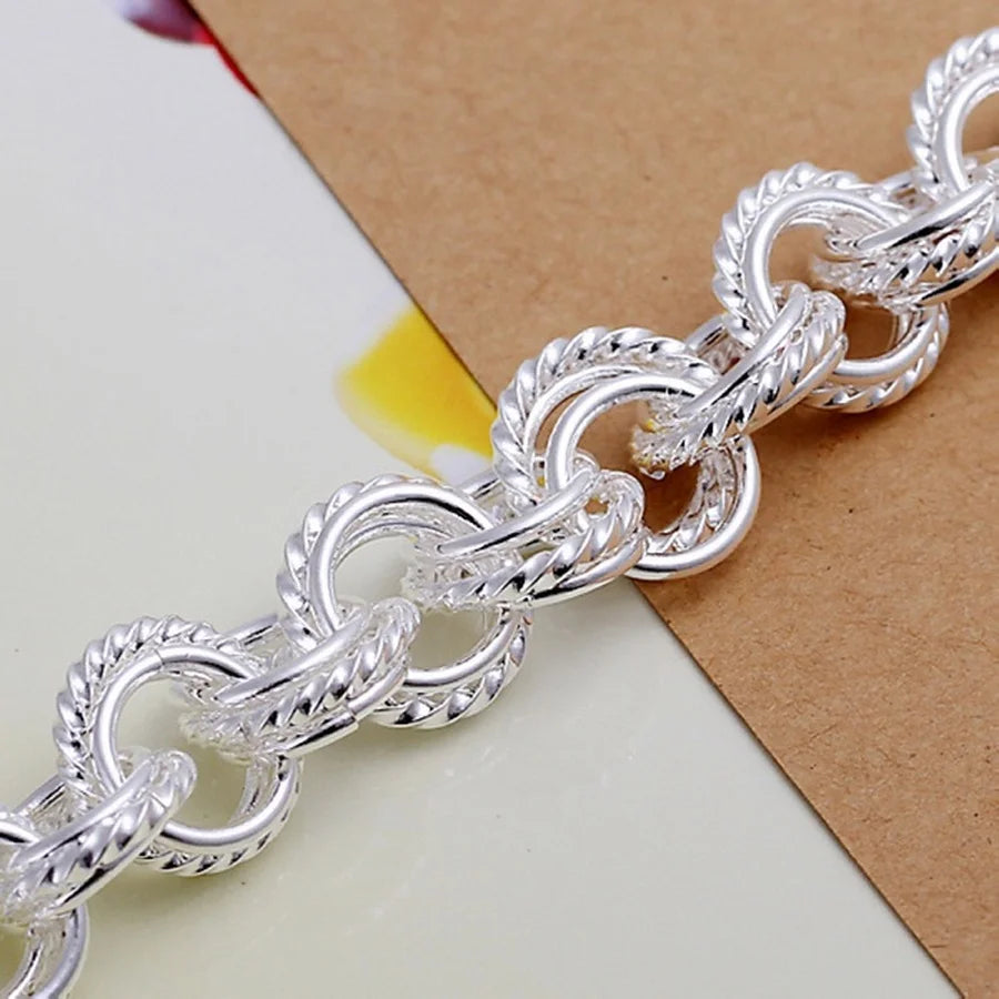 Pretty Circle Fashion Bracelet 925 Sterling Silver Wedding Party Jewellery