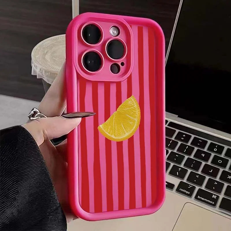 Lemon Cool Stripe Case for iPhone 17 16 15 14 13 12 11 Pro Max XS XR 7 8 Plus