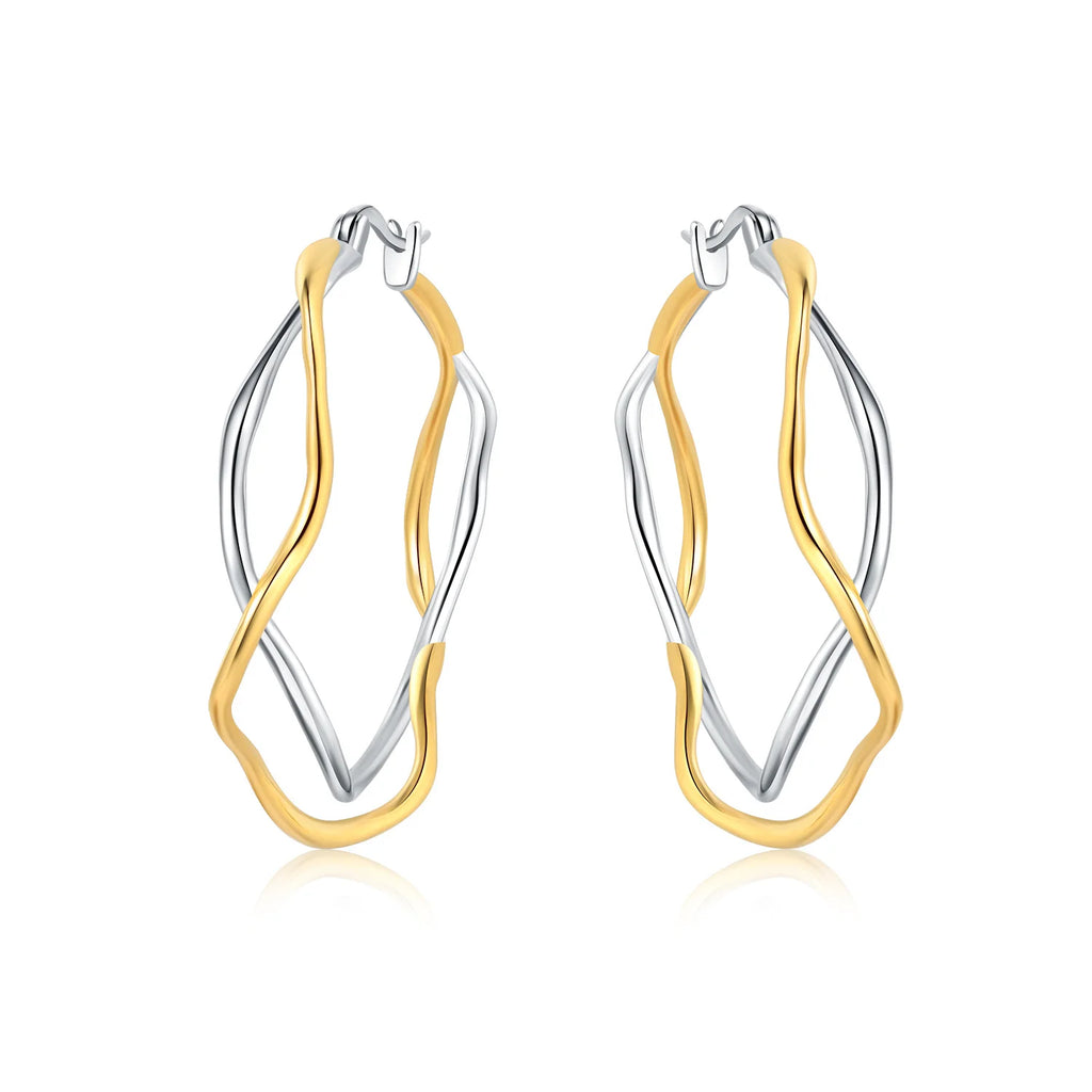 925 Sterling Silver Curve Weaving Large Circle Versatile Hoop Earrings Gift