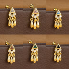 1PC Stainless Steel Zircon Gold Colour Triangle Stud Earrings