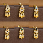 1PC Stainless Steel Zircon Gold Colour Triangle Stud Earrings