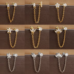 Stainless Steel Zircon Crown Stud Earrings Women 18K Gold Double Studs