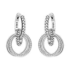 925 Sterling Silver Crystal Circular Eardrops Fashion Versatile Drop Earrings