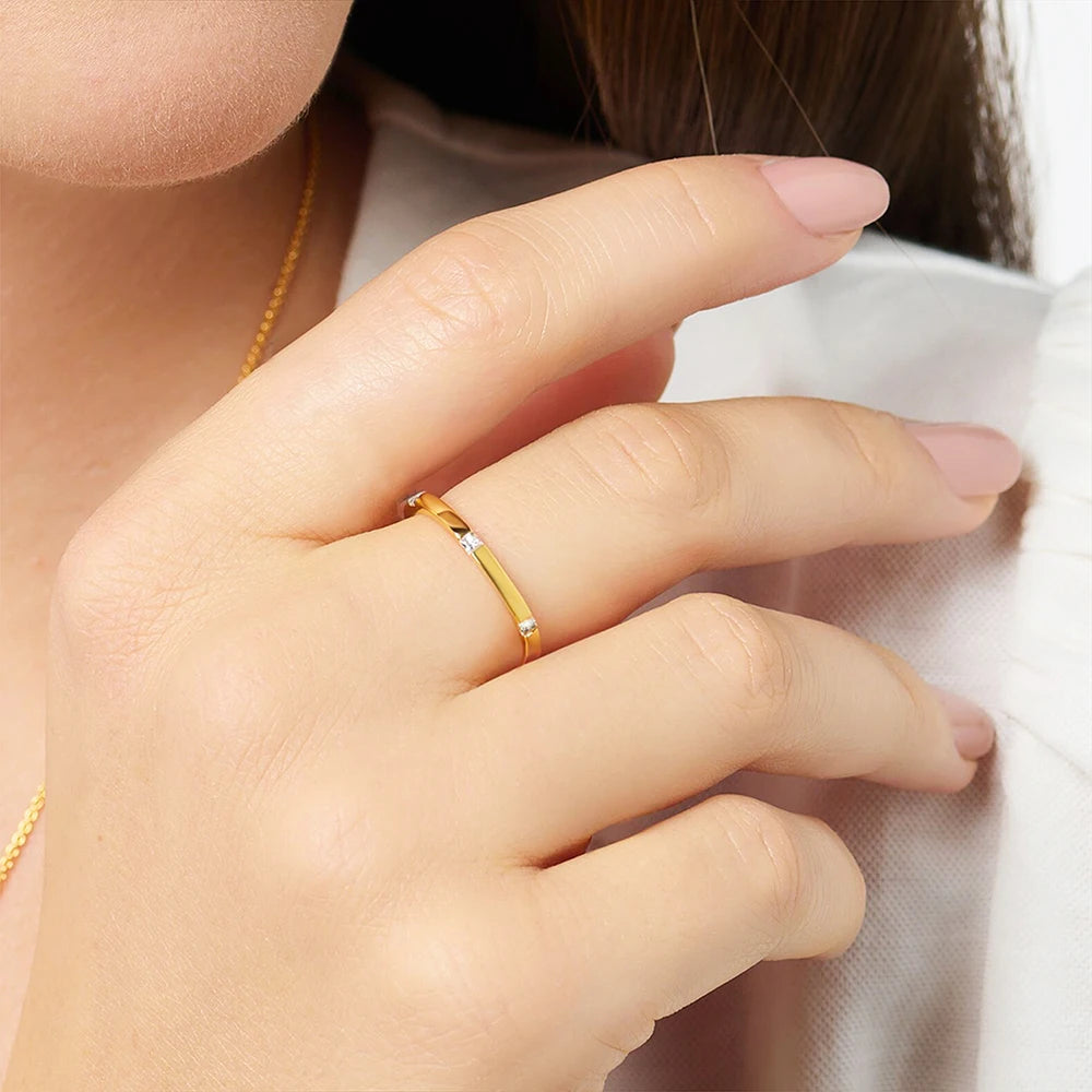 925 Sterling Silver Ring with Stones Trendy Fine Jewellery Women Christmas Gift