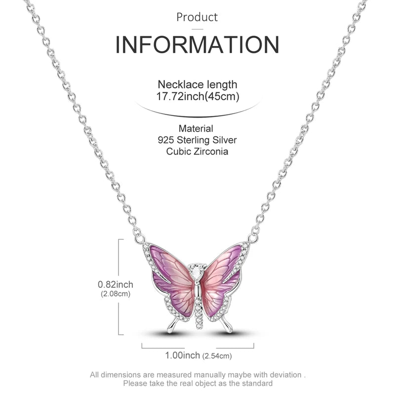 2025 New 925 Sterling Silver Necklace Zircon Heart Butterfly Simple Necklaces For Women Anniversary Birthday Jewelry Gift Female