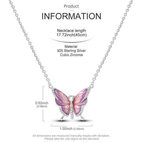 2025 New 925 Sterling Silver Necklace Zircon Heart Butterfly Simple Necklaces For Women Anniversary Birthday Jewelry Gift Female