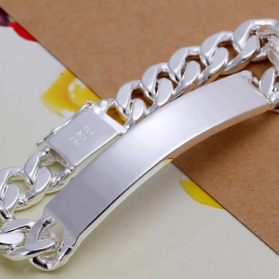 10mm Men's Geometric Chain Bracelet 925 Sterling Silver Noble Fashion Gift