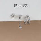 3PCS Trendy Double-layer Circle Cubic Zircon Star Hanging Earrings