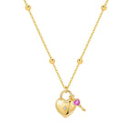 Original 925 Sterling Silver 18K Gold Heart Lock and Key Necklace Y-shaped Chain Necklace For Women Memorial Prayer Jewelry Gift