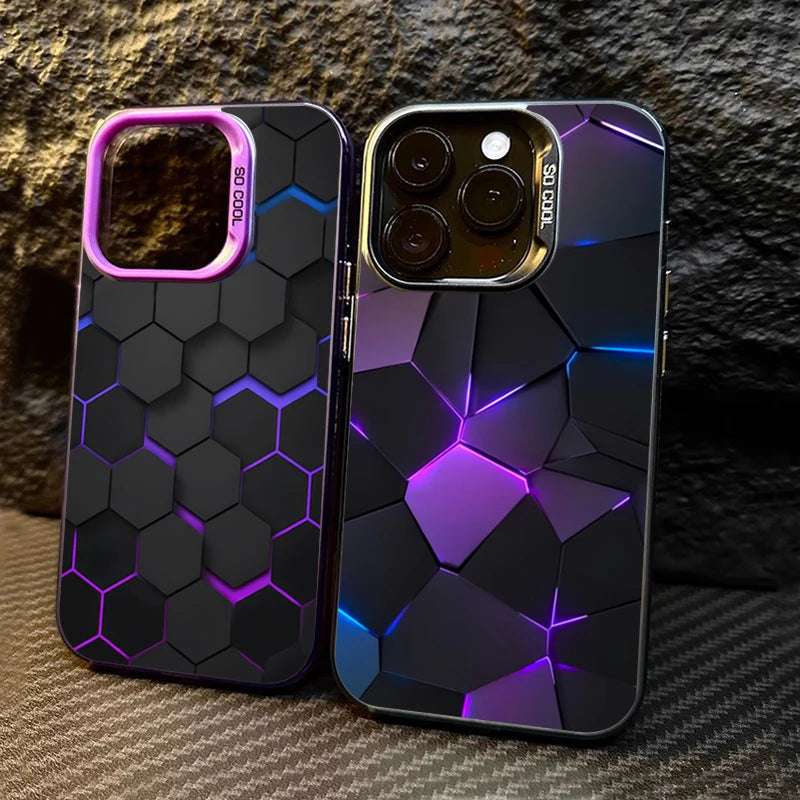 Fashion Honeycomb Building Block IMD Case for iPhone 16 15 14 13 Pro