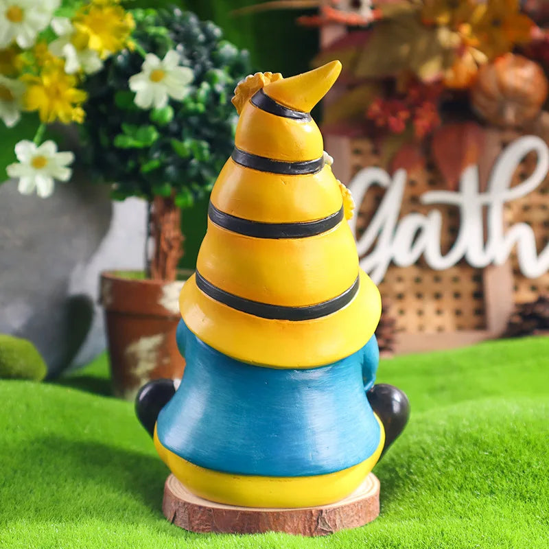 16cm Honey Gnome Figurines Bee Dwarf Statues Bookshelf Desktop Tabletop Room Objects