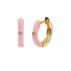 New Stainless Steel Round Hoop Earrings Colourful Crystal Zirconia