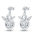 925 Sterling Silver Star Moon Heart Shape Versatile Hoop Earrings Fine Gift
