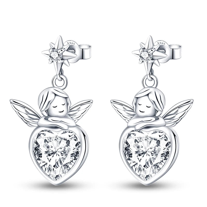 925 Sterling Silver Star Moon Heart Shape Versatile Hoop Earrings Fine Gift