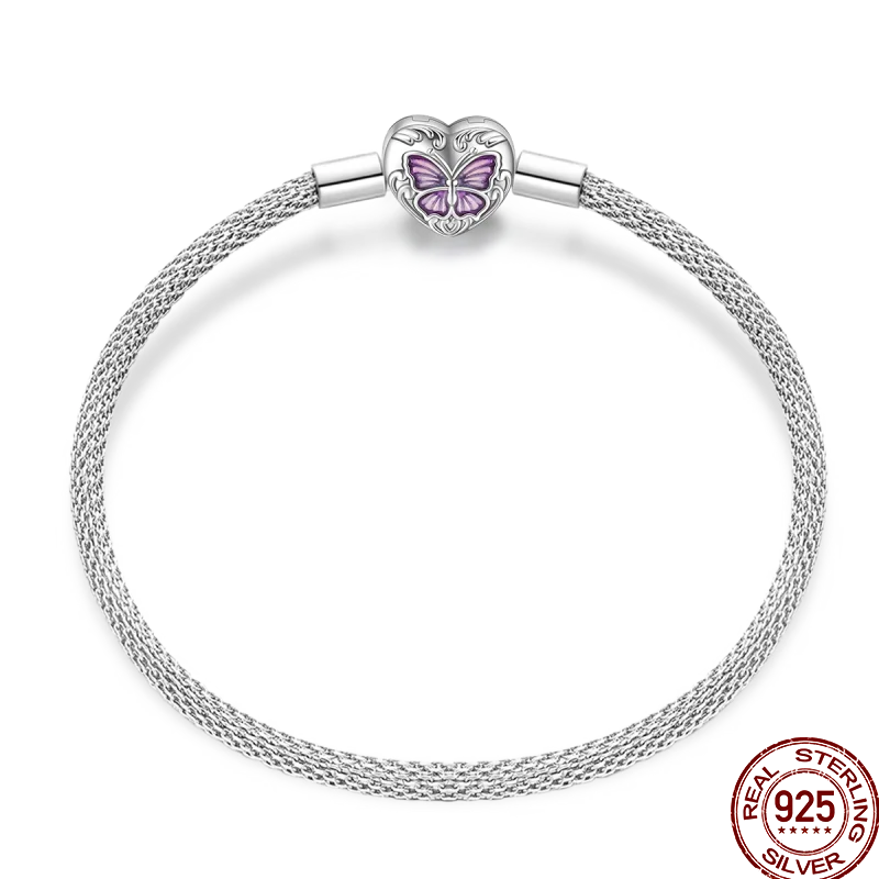 925 Silver 17-20CM Heart Pave Zirconia Original Bracelets Infinity Bracelet Fit DIY Charms Bead Birthday Jewelry Gifts Hot Sale