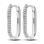 925 Sterling Silver Minimalist Designed Hoop Earrings Fine Birthday Gift