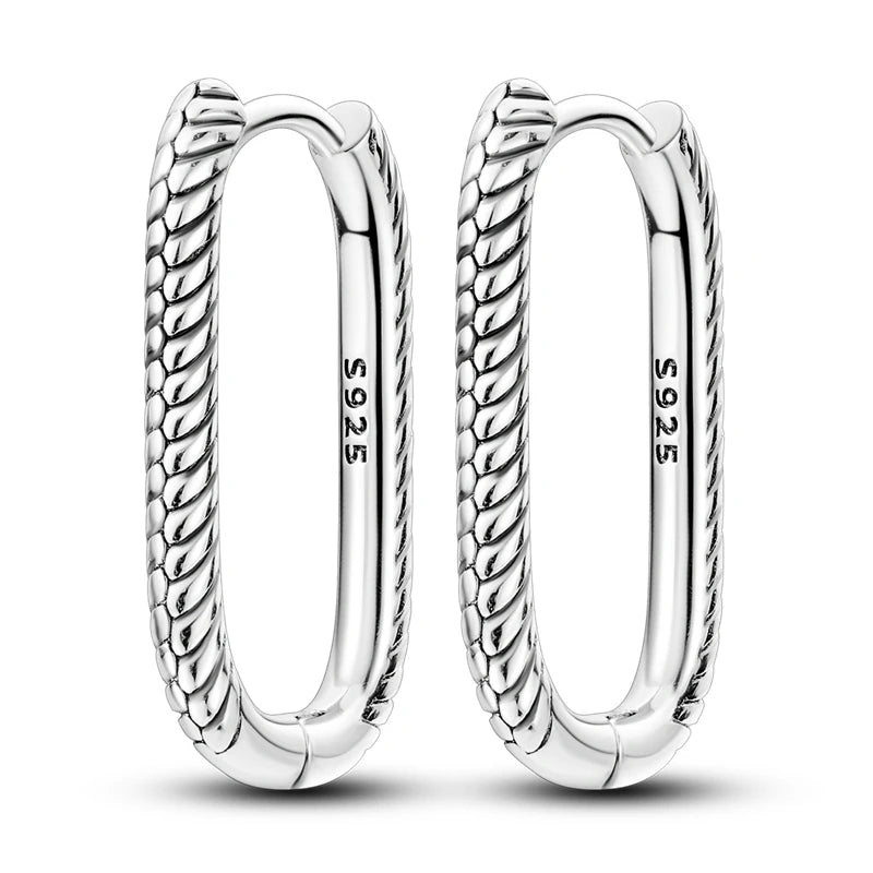 925 Sterling Silver U-shaped Simple Versatile Hoop Earrings Jewellery Gift