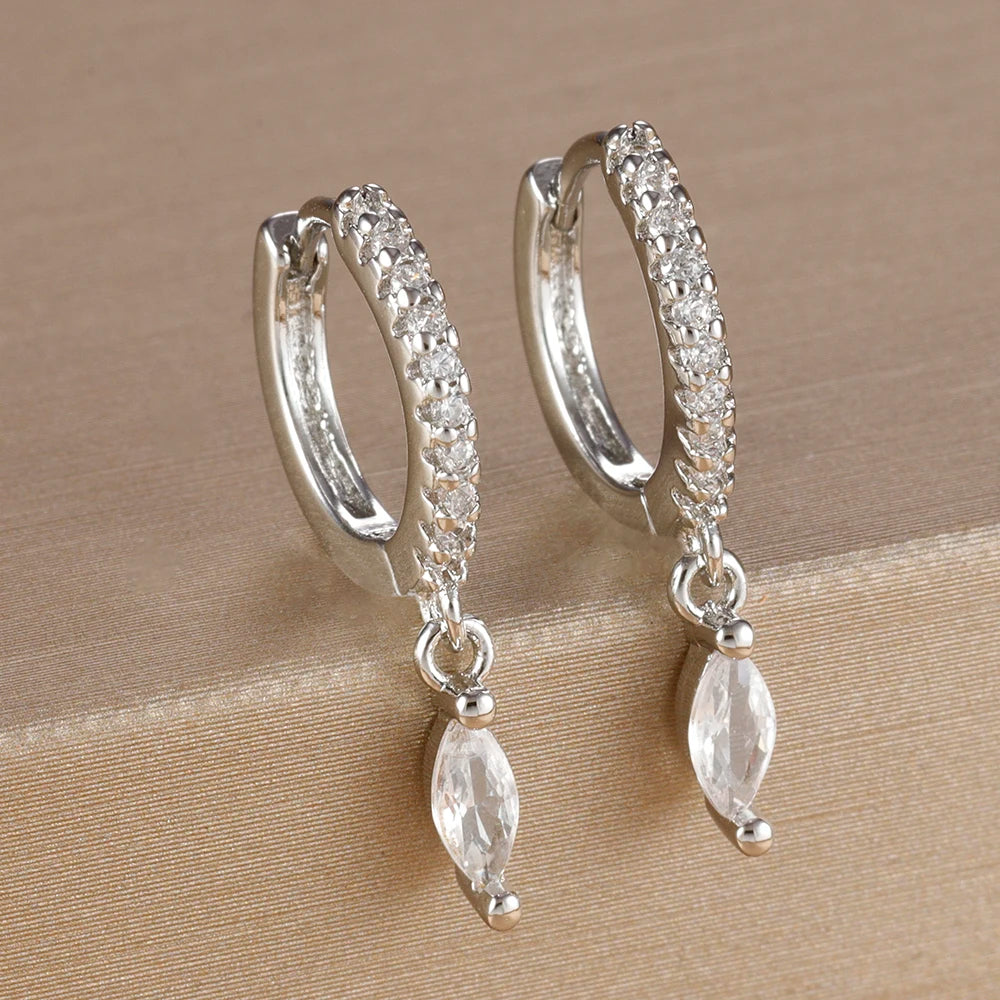 Luxury Cubic Zirconia Stainless Steel Gold Colour Horse Eye Earrings