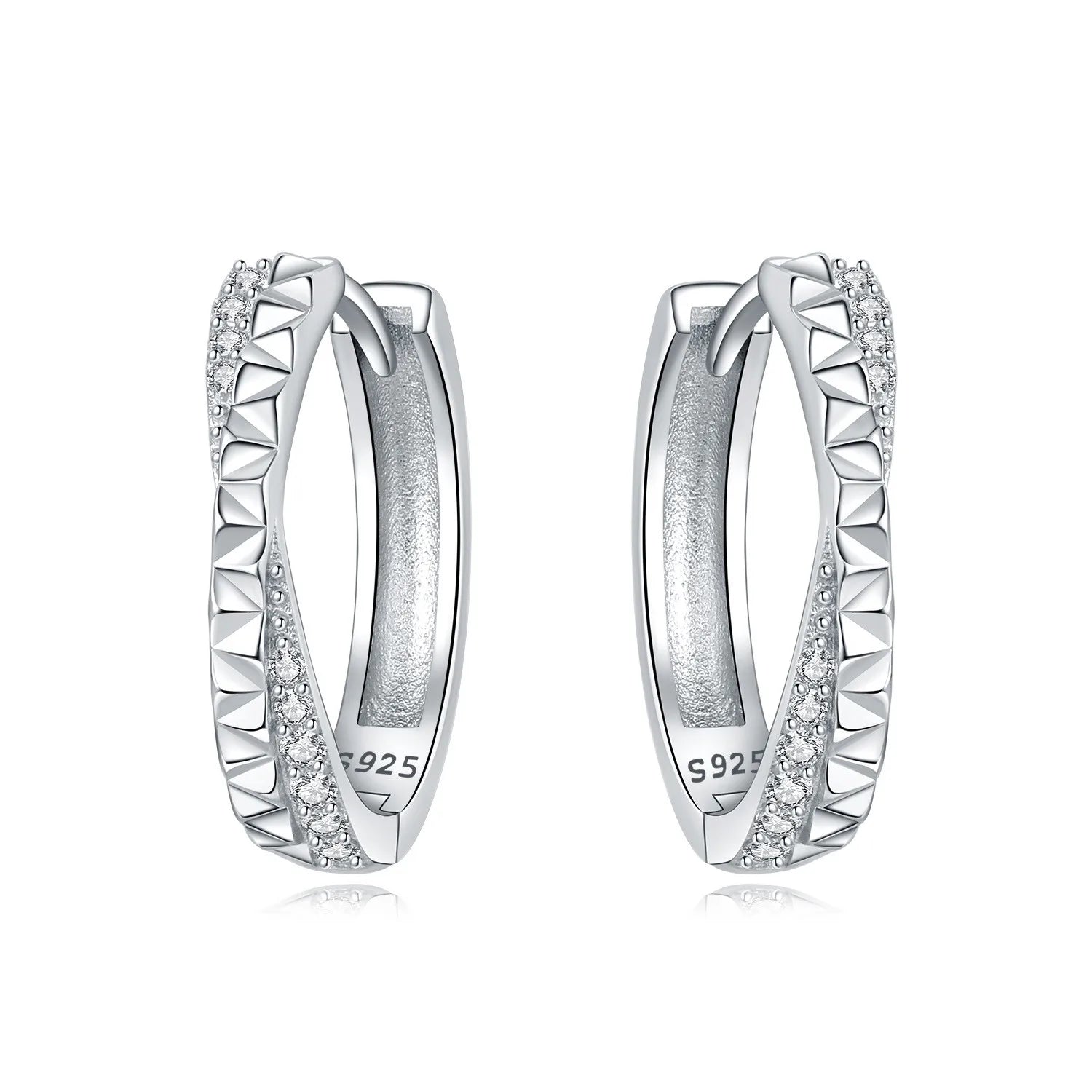925 Sterling Silver Minimalist Designed Hoop Earrings Fine Birthday Gift