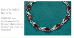 Red Crystal Chain Bracelet 925 Sterling Silver Women Fashion Wedding Gift