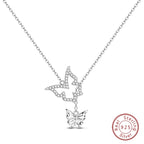 925 Sterling Silver Luminous Firefly Heart Shaped Zircon Pendant Necklace For Women Fashion Anniversary Birthday Jewelry Gifts