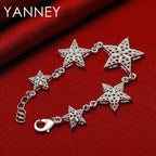 925 Sterling Silver 8-inch Star Bracelet Women Wedding Party Jewellery Gift