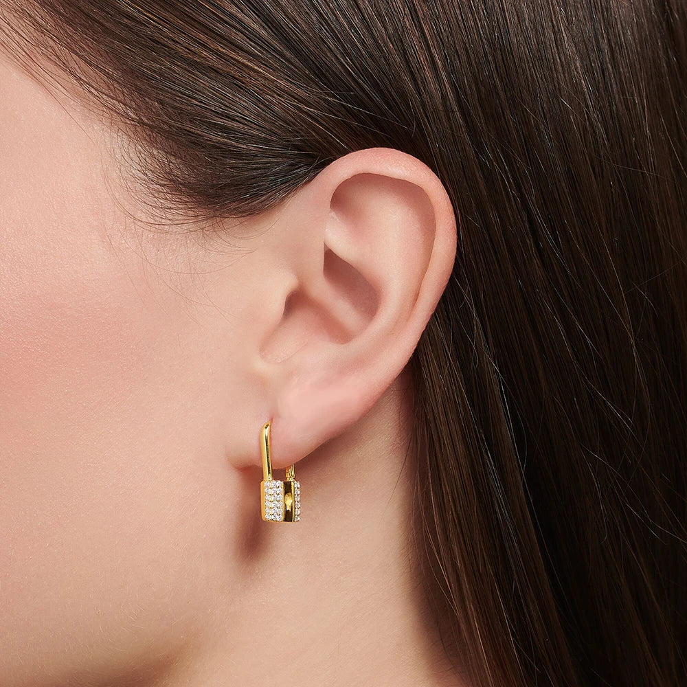 Love Lock Hinged Hoop Earrings 925 Sterling Silver Glam Fashion Gift