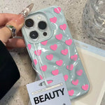 Pink Heart Texture Case for iPhone 17 16 15 14 13 12 11 Pro Max Plus Colour