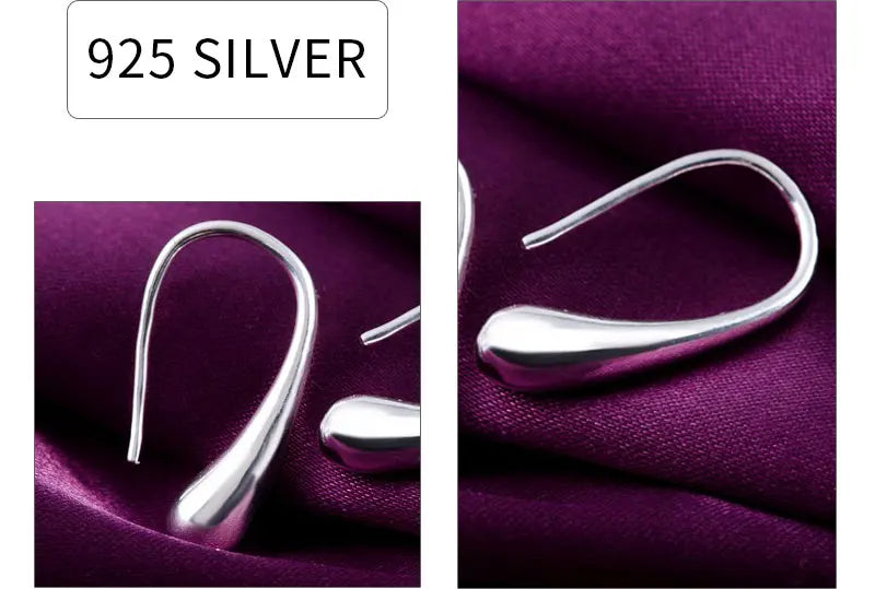 925 Sterling Silver Teardrop Stud Earrings Women High Quality Party Jewellery