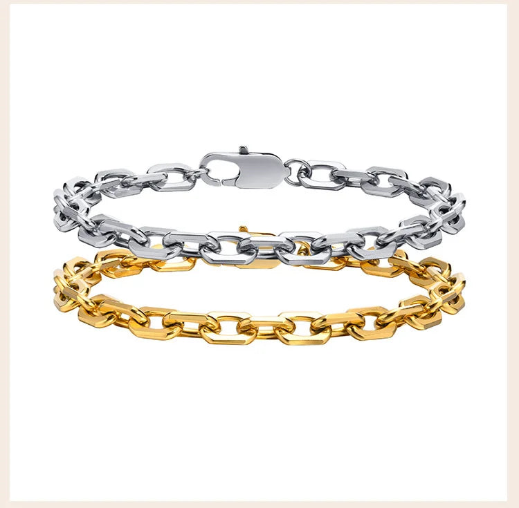 Stainless Steel Chain Bracelet for Women Men Layered Jewelry